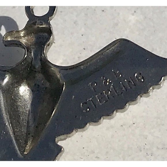 Vtg 2” Thunderbird P&B  Sterling Silver Pendant Bracelet Charm Native American - Picture 6 of 11
